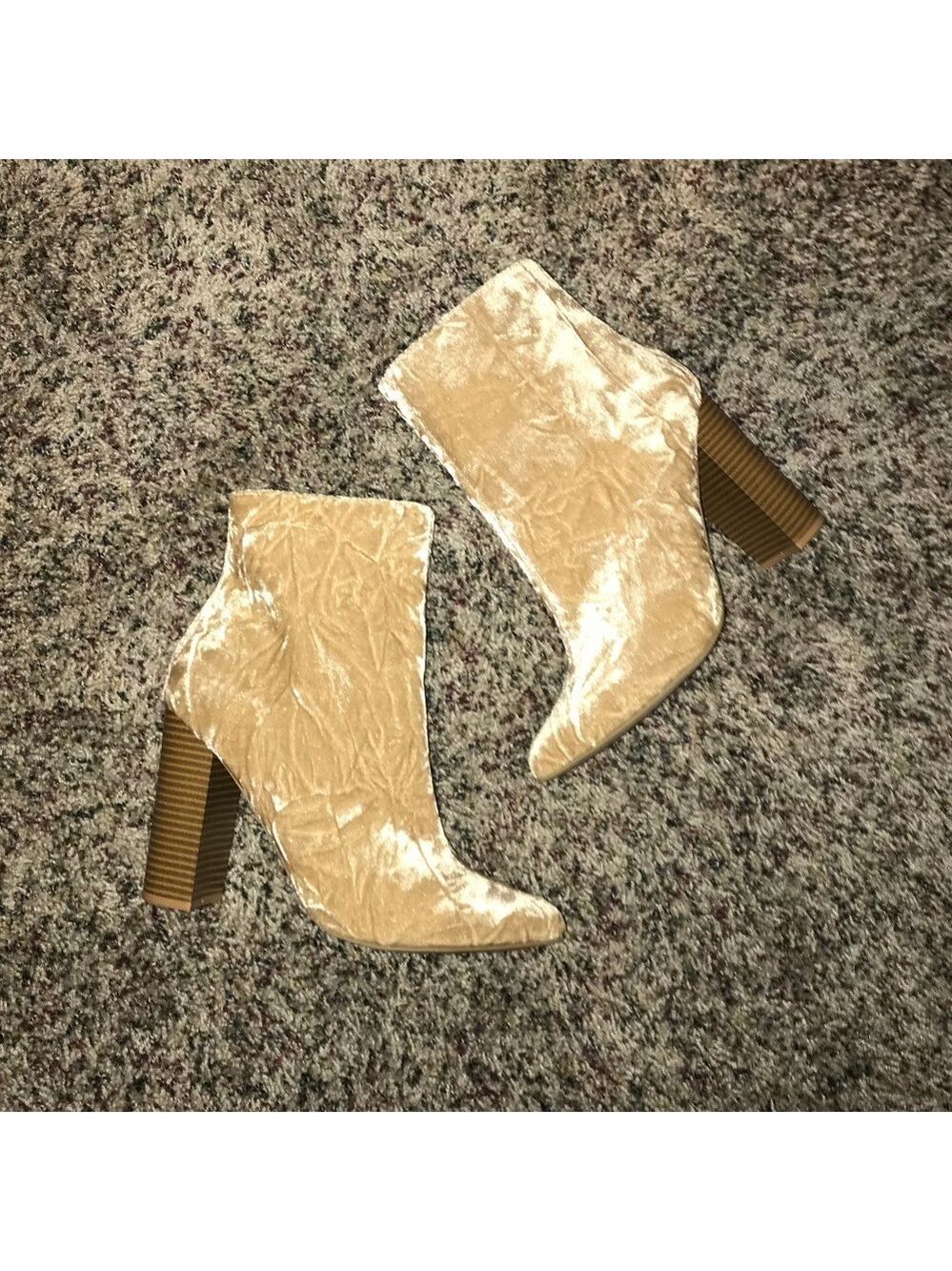 Gold Velvet Pointed Toe Dressy Boots